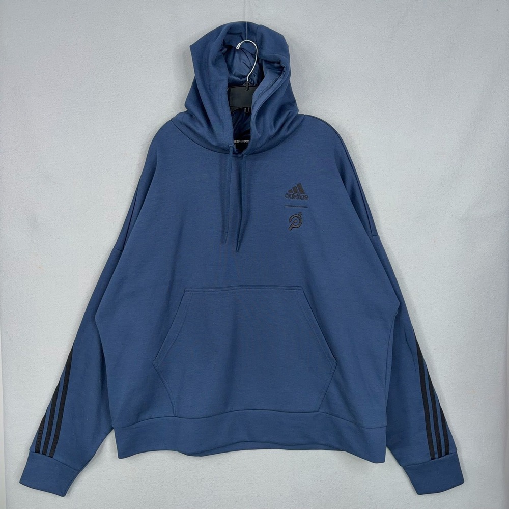 Adidas Hoodie Mens 2XL Blue Collab Three Stripe Athleisure Pullover Athletic